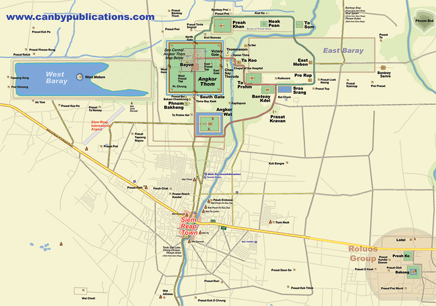 Mapa de Angkor Park (Templos y pueblo) - Siem Reap - Camboya - Asia